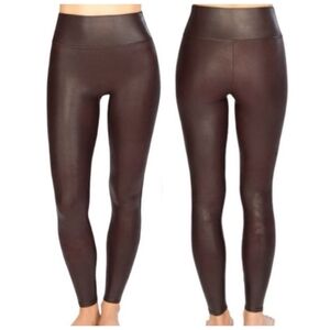 Spanx Shapewear Sculpt Faux Leather Ready To Wow Leggings 2437P in Brown 1X
